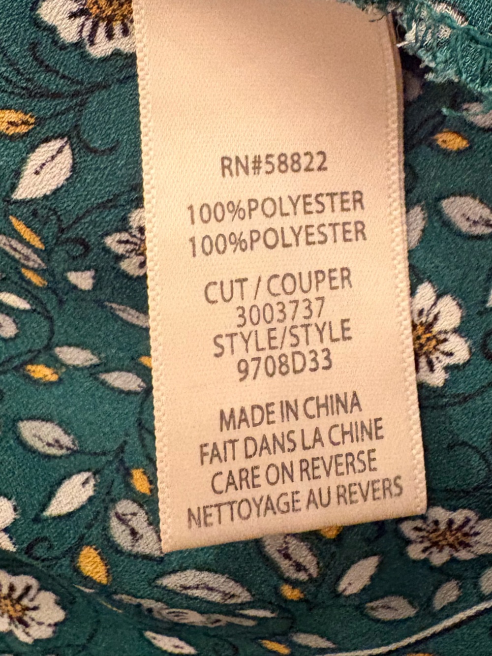 Max Studio Green Floral Long Sleeve Top - Picture 4 of 4